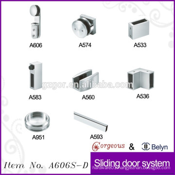 Caster wheel for sliding door frameless hardware